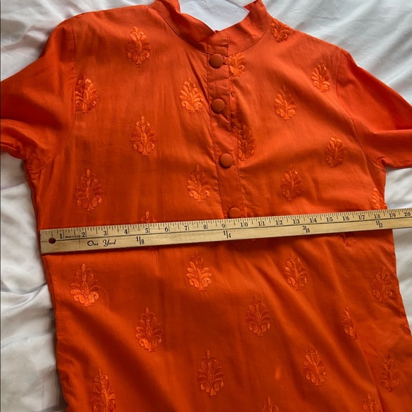 Orange kurta top thread Embroidery. S - Picture 7 of 13